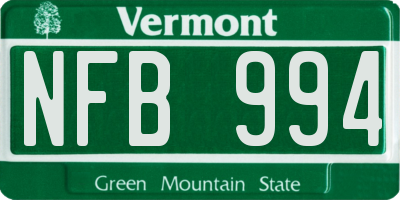 VT license plate NFB994