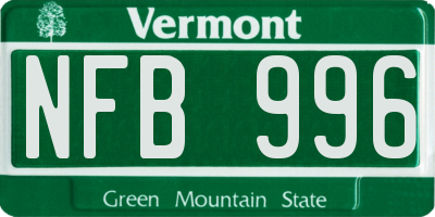 VT license plate NFB996
