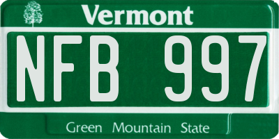 VT license plate NFB997