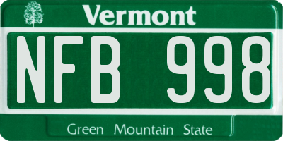 VT license plate NFB998
