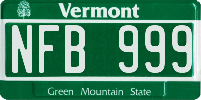 VT license plate NFB999