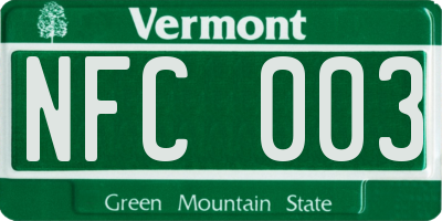 VT license plate NFC003