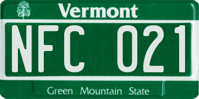 VT license plate NFC021