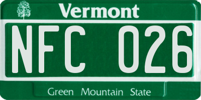 VT license plate NFC026