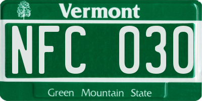 VT license plate NFC030