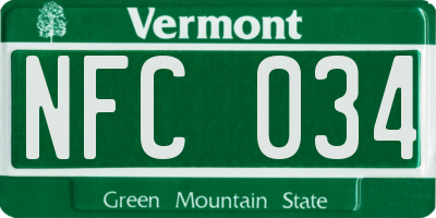VT license plate NFC034