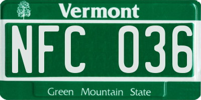 VT license plate NFC036