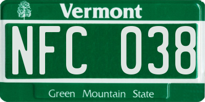 VT license plate NFC038