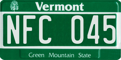 VT license plate NFC045