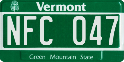 VT license plate NFC047