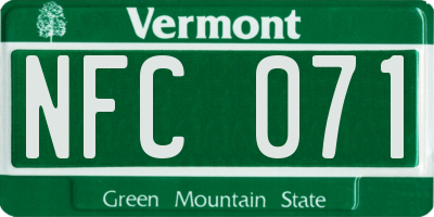VT license plate NFC071