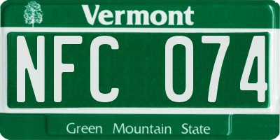 VT license plate NFC074