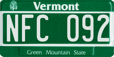 VT license plate NFC092