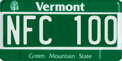 VT license plate NFC100
