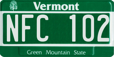 VT license plate NFC102