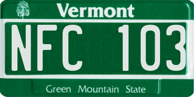 VT license plate NFC103