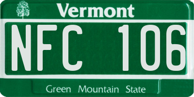 VT license plate NFC106