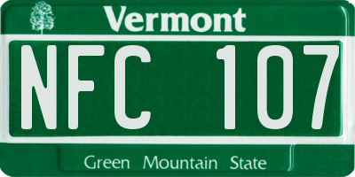 VT license plate NFC107