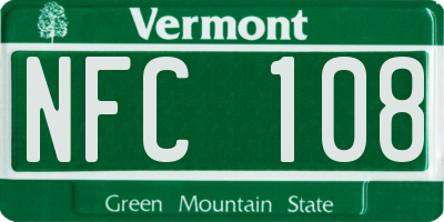 VT license plate NFC108