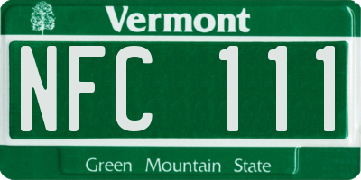 VT license plate NFC111