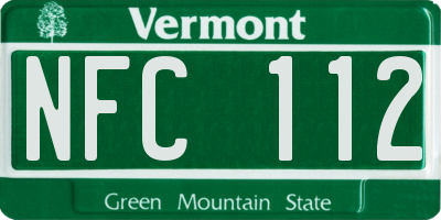 VT license plate NFC112