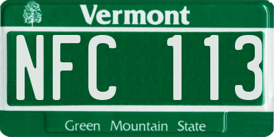 VT license plate NFC113