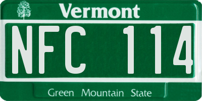 VT license plate NFC114
