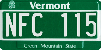 VT license plate NFC115
