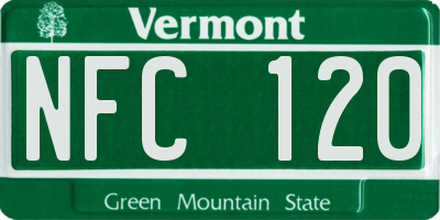 VT license plate NFC120