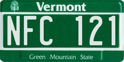VT license plate NFC121
