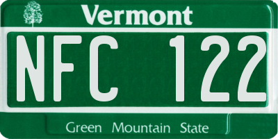 VT license plate NFC122