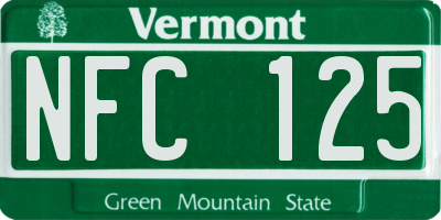 VT license plate NFC125