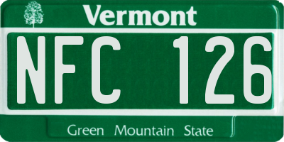 VT license plate NFC126