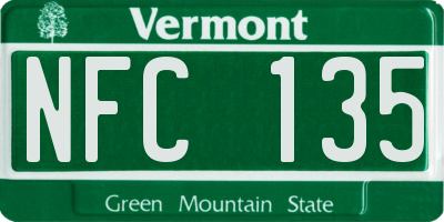 VT license plate NFC135