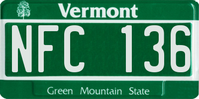 VT license plate NFC136