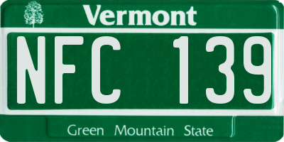 VT license plate NFC139