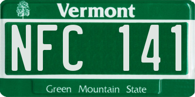 VT license plate NFC141