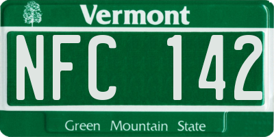 VT license plate NFC142
