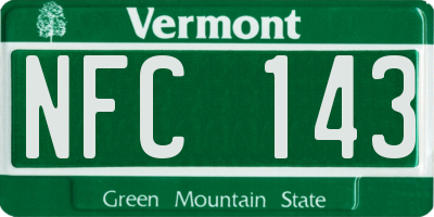 VT license plate NFC143