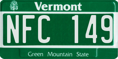VT license plate NFC149