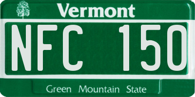 VT license plate NFC150