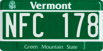 VT license plate NFC178