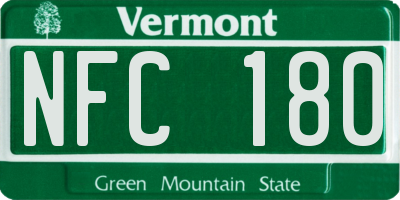 VT license plate NFC180