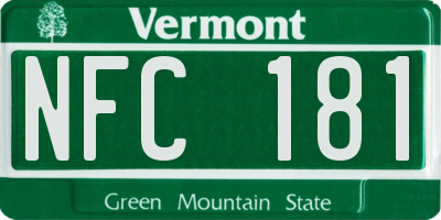 VT license plate NFC181