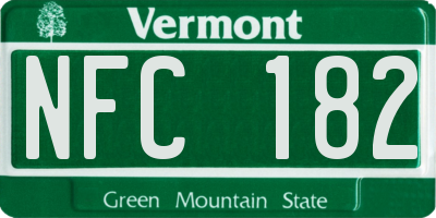VT license plate NFC182