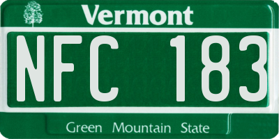 VT license plate NFC183