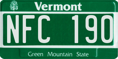 VT license plate NFC190