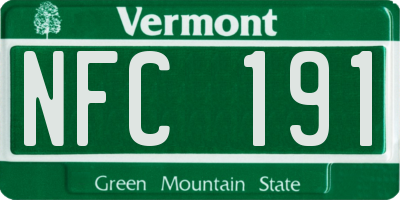 VT license plate NFC191