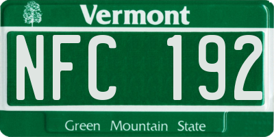 VT license plate NFC192