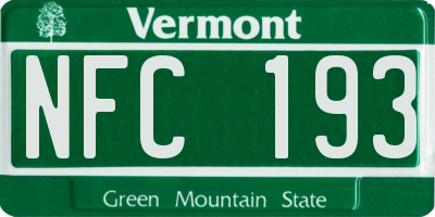 VT license plate NFC193